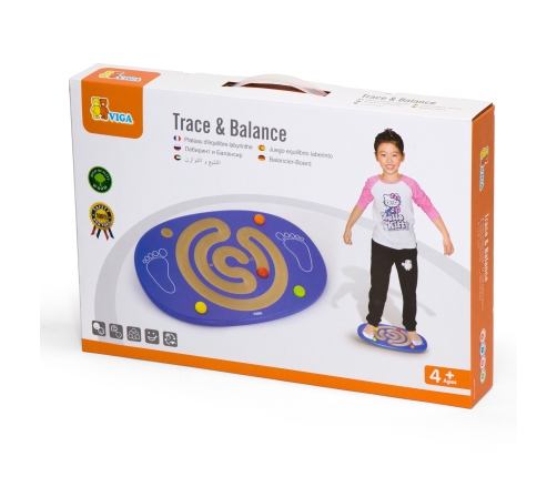 VIGA Sensoryczna Drewniana Deska do balansowania z labiryntem