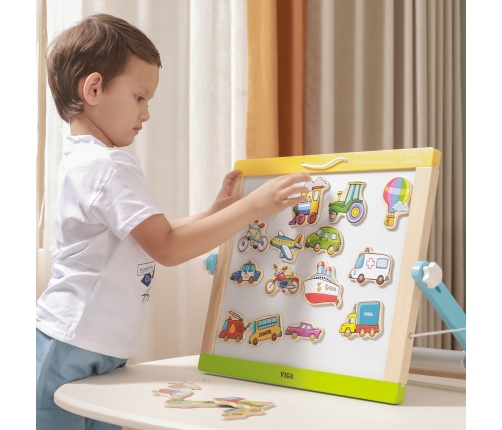 VIGA Drewniane magnesy pojazdy zestaw