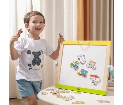 VIGA Drewniane magnesy pojazdy zestaw