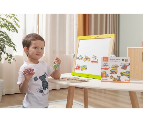 VIGA Drewniane magnesy pojazdy zestaw