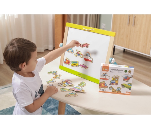 VIGA Drewniane magnesy pojazdy zestaw