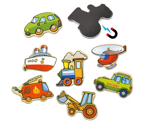 VIGA Drewniane magnesy pojazdy zestaw