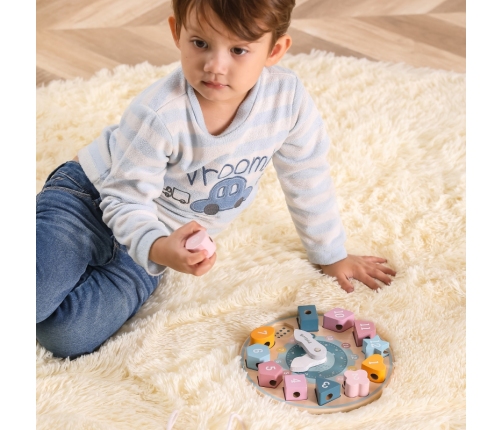 VIGA PolarB Sorter Kształtów Zegar nawlekanka Montessori