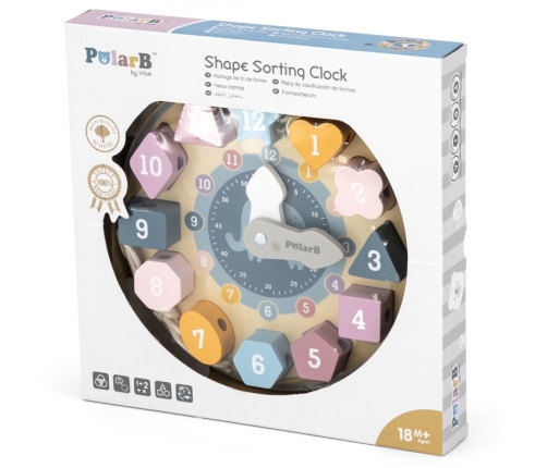 VIGA PolarB Sorter Kształtów Zegar nawlekanka Montessori