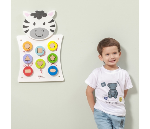 VIGA Drewniana Tablica Manipulacyjna Zebra Certyfikat FSC Montessori