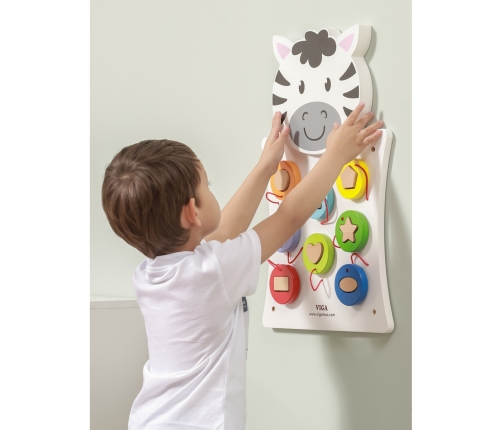 VIGA Drewniana Tablica Manipulacyjna Zebra Certyfikat FSC Montessori