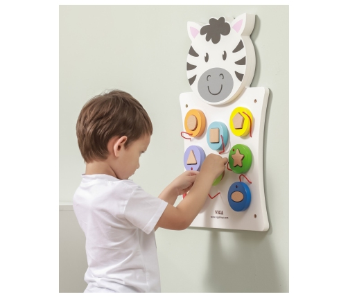 VIGA Drewniana Tablica Manipulacyjna Zebra Certyfikat FSC Montessori