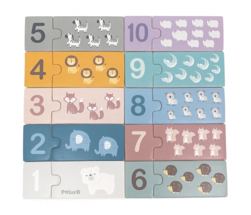 VIGA PolarB Drewniane Puzzle Numeryczne Cyferki Montessori