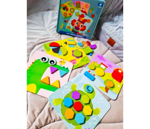 TOOKY TOY Puzzle 4 w 1 Układanka Klocki Mntessori