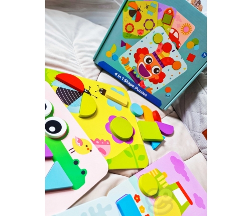 TOOKY TOY Puzzle 4 w 1 Układanka Klocki Mntessori