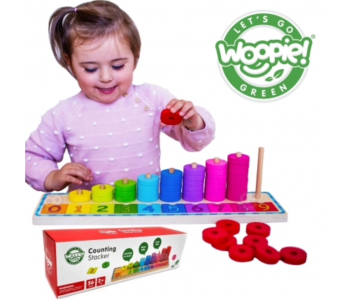 WOOPIE GREEN Układanka Nauka Liczenia i Kolorów Montessori 56 el.