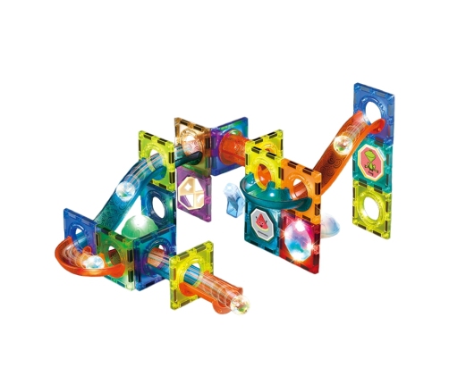 WOOPIE Klocki Magnetyczne Tor Kulkowy Świetlny 49 el.