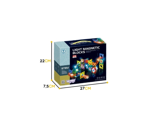 WOOPIE Klocki Magnetyczne Tor Kulkowy Świetlny 49 el.