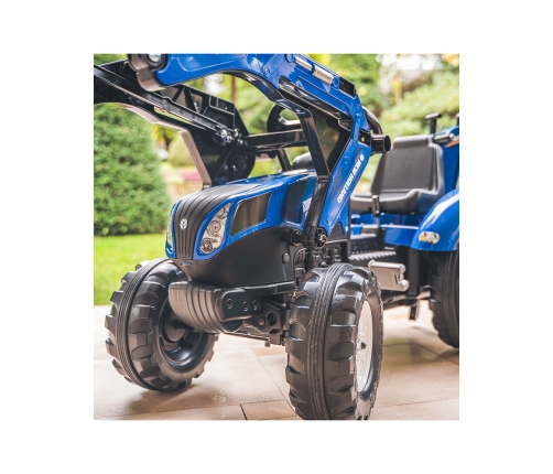 Трактор с педалями с ковшом и прицепом FALK New Holland Blue
