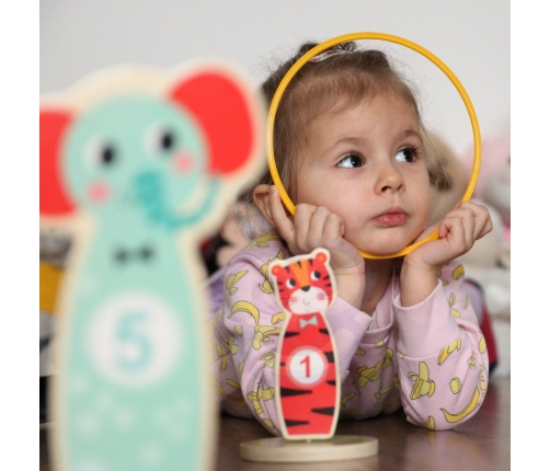 TOOKY TOY Drewniana Gra Zręcznościowa Rzut do Celu Zwierzątka 15 el.