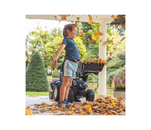 Трактор с педалями с ковшом и прицепом FALK New Holland Blue