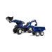 Трактор с педалями с ковшом и прицепом FALK New Holland Blue
