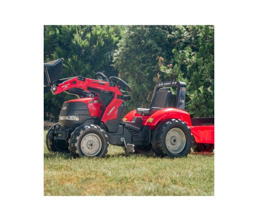 Трактор с педалями с ковшом и прицепом FALK Case Red