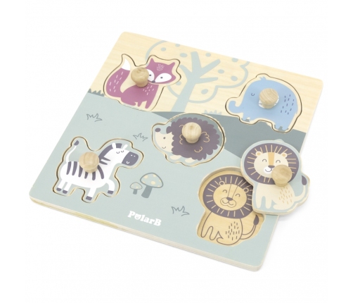 VIGA PolarB Drewniane Puzzle Zwierzęta z Pinezkami