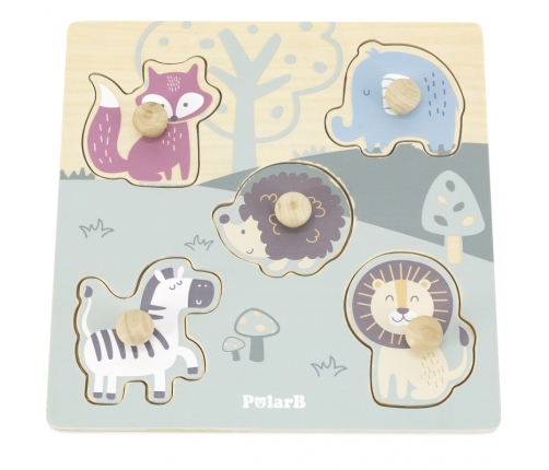 VIGA PolarB Drewniane Puzzle Zwierzęta z Pinezkami