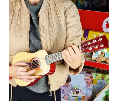 Viga Drewniana gitara dla dzieci Naturalna 21 cali 6 strun