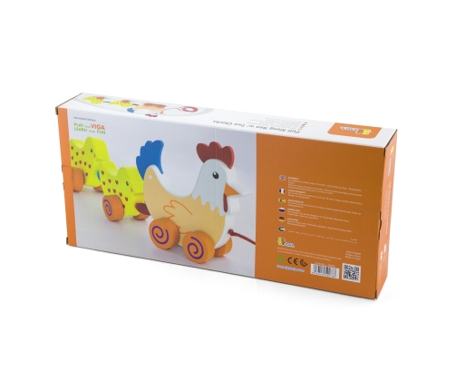 VIGA Zestaw do ciągnięcia Kurka z kurczakami 36 cm