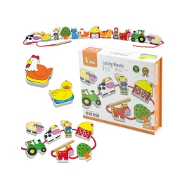 VIGA Drewniana Przeplatanka Klocki Farma do Nawlekania Montessori VIGA Drewniana Przeplatanka Klocki Farma do Nawlekania Montessori