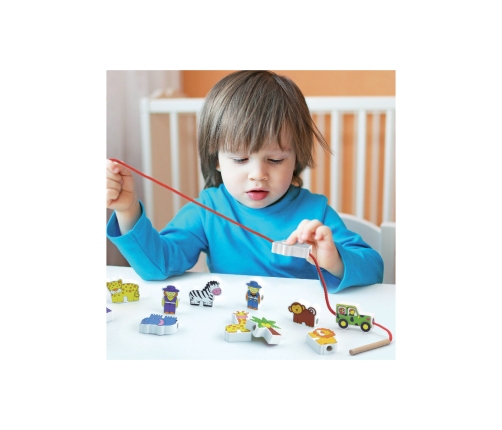 VIGA Drewniana Przeplatanka Klocki Farma do Nawlekania Montessori