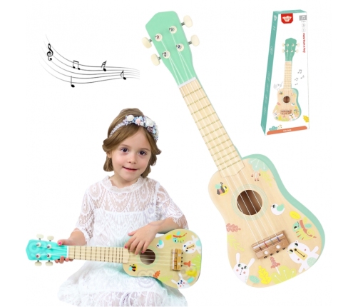 TOOKY TOY Drewniane Ukulele Gitara dla Dzieci 3+