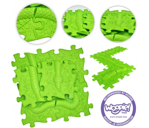WOOPIE Mata Sensoryczna Ortopedyczna Puzzle Wąż Zielony 6 el.