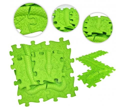 WOOPIE Mata Sensoryczna Ortopedyczna Puzzle Wąż Zielony 6 el.