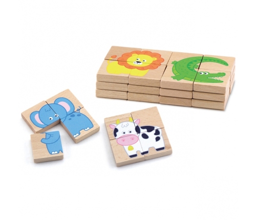 VIGA Drewniane Puzzle Magnetyczne Zwierzęta Układanka Certyfikat FSC