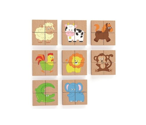 VIGA Drewniane Puzzle Magnetyczne Zwierzęta Układanka Certyfikat FSC