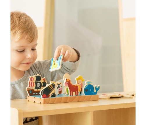 VIGA Drewniana Układanka Edukacyjna Nauka Odległosci 2w1