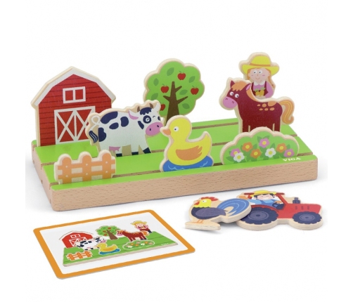 VIGA Drewniana Układanka Edukacyjna Nauka Odległosci 2w1