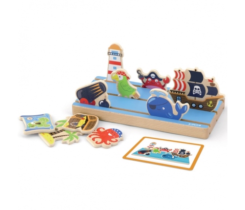 VIGA Drewniana Układanka Edukacyjna Nauka Odległosci 2w1