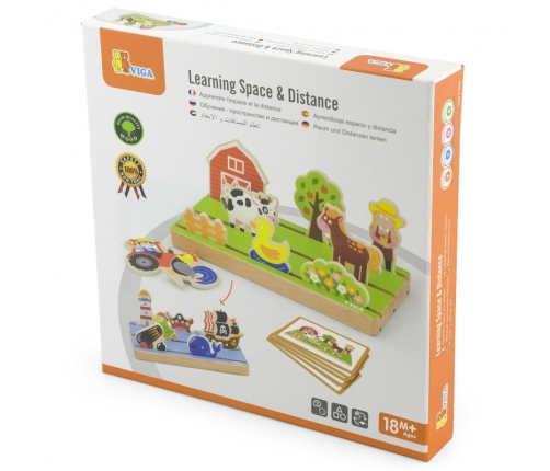 VIGA Drewniana Układanka Edukacyjna Nauka Odległosci 2w1