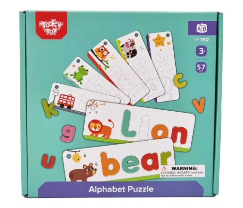 TOOKY TOY Puzzle Alfabet Montessori Nauka Literek Słów Zwierzątka 57 el.