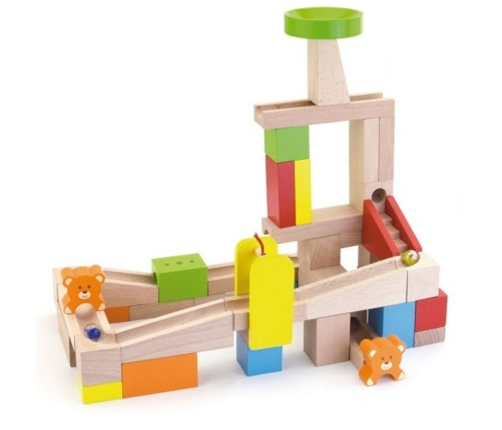 VIGA Drewniany Tor Zjeżdzlania na kulki Kulodrom 49 elementów