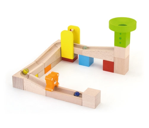 VIGA Drewniany Tor Zjeżdzlania na kulki Kulodrom 49 elementów