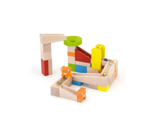 VIGA Drewniany Tor Zjeżdzlania na kulki Kulodrom 49 elementów