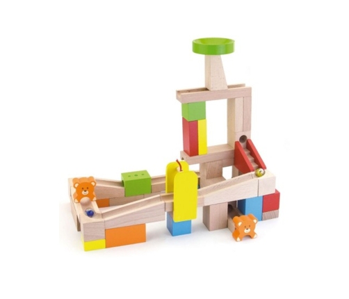 VIGA Drewniany Tor Zjeżdzlania na kulki Kulodrom 49 elementów