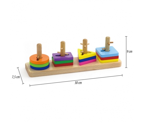 VIGA Drewniane klocki z sorterem kształtów Montessori