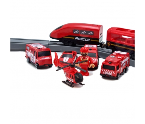 WOOPIE Kolejka Elektryczna Tor Samochodowy Straż Helikopter Auta 92 el.