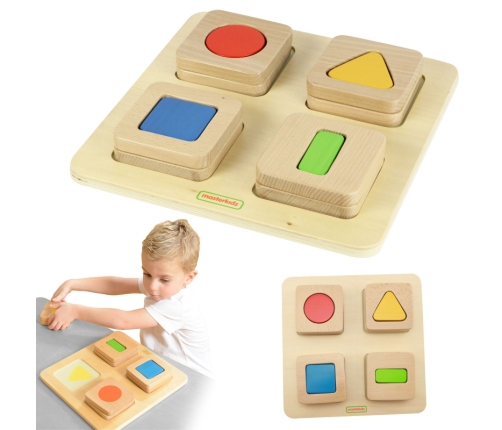 MASTERKIDZ Sensoryczny Sorter Drewniany Kształty i Kolory Montessori