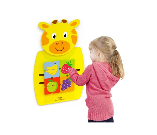 VIGA Drewniana Tablica Manipulacyjna Żyrafka Certyfikat FSC Montessori