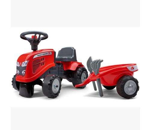 FALK Traktorek Baby Massey Ferguson Czerwony z Przyczepką + akc. Od 1 roku