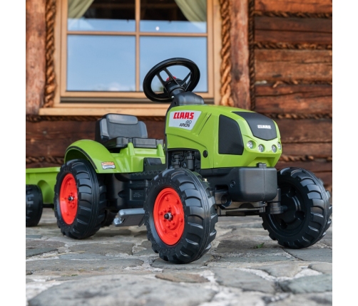 FALK Traktor Claas Zielony na Pedały z Przyczepą + Klakson od 2 Lat.