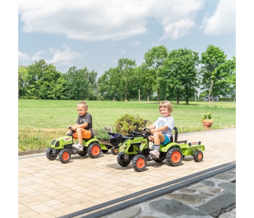 FALK Traktor Claas Zielony na Pedały z Przyczepą + Klakson od 2 Lat.