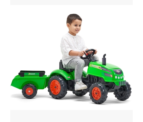 FALK Traktorek X Tractor Zielony z Przyczepką Klakson od 2 Lat